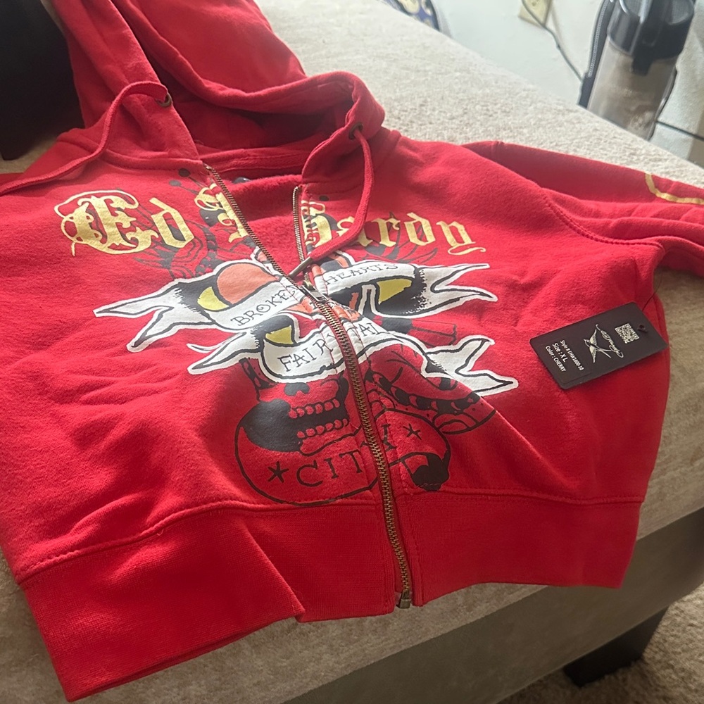 Ed Hardy crop hoodie Red Skull Hoodie xl